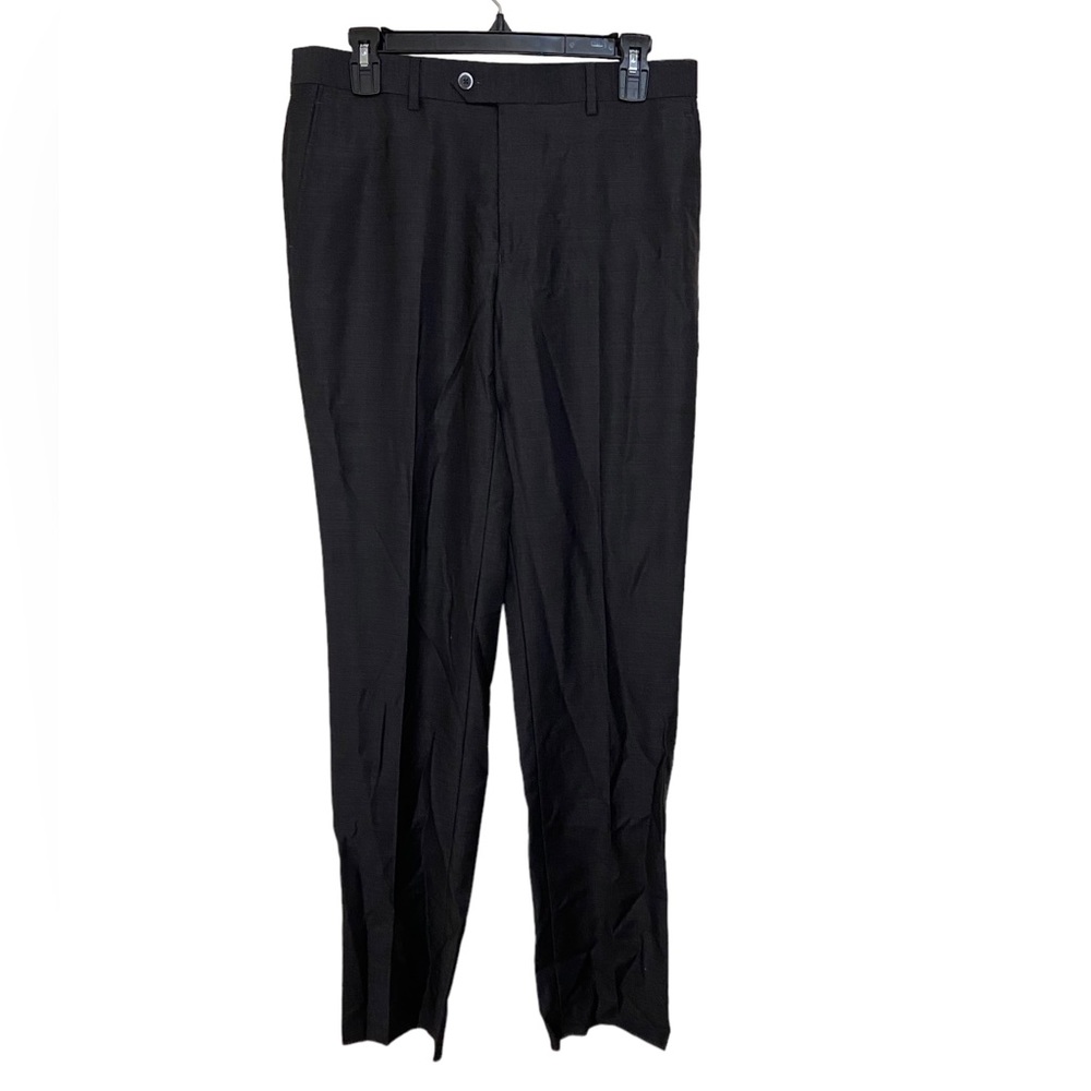 Zanetti Slim Fit Porto Wool Blend Suit Pants Black Size 32S TIG1010